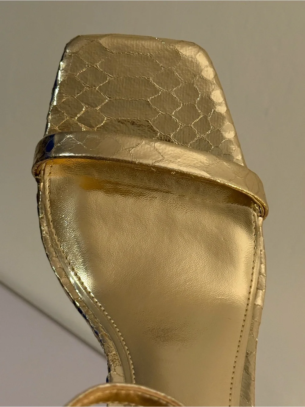 Vince Camuto Gold Metallic Snake-Embossed Wedge Sandals
